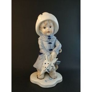 KLM Porcelain Boy Raincoat Umbrella Blue 10"